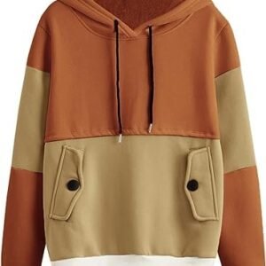 Color Block Fleece Hoodie with Pockets