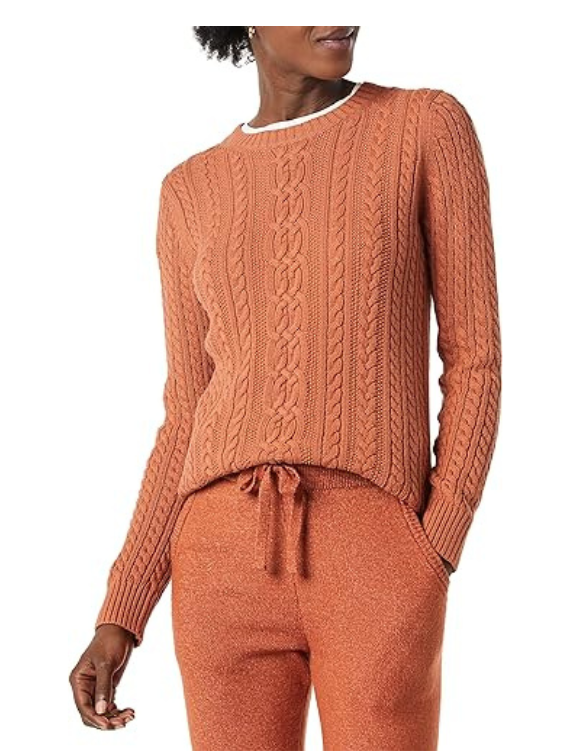 Women's Cable Long-Sleeve Crewneck Sweater